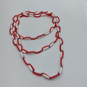 Vintage Red White Blue 4th of July Patriotic Flapper Extra Long Necklace